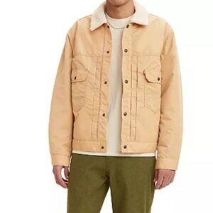 Levi's Tan Nylon Faux Sherpa Lined Unisex Trucker Jacket Size XS